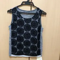カットソー 黒 刺繍