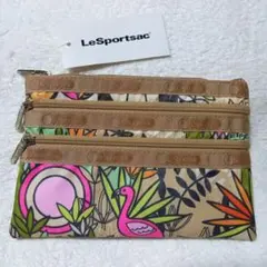 【新品】LE SPORTSAC レスポートサック フラミンゴポーチ 3ジッパー