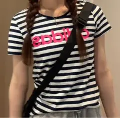 adidas ストライプ 半袖Tシャツ