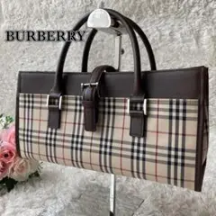 美品✨バーバリー ハンドバッグ ノバチェック レザー ベージュ×ブラウン