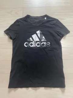 アディダス　adidas 黒　Tシャツ　ロゴプリント　子供用