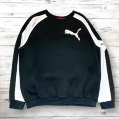 PUMA プーマ スウェット 胸ロゴ 黒色 白色 XXL 0371
