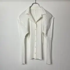 【美品】プリーツプリーズ イッセイミヤケ オープンカラーシャツ カーディガン