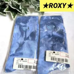 ★ROXY ロキシー★ソックス 2点 新品 刺繍 タイダイ柄 ブルー レディース