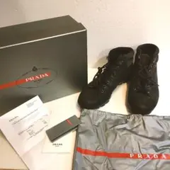 PRADA プラダ ハイカット レザースニーカー 黒 26cm 訳あり