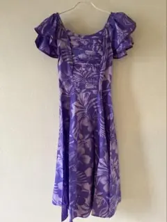 フラダンス用紫色フリル袖ドレス