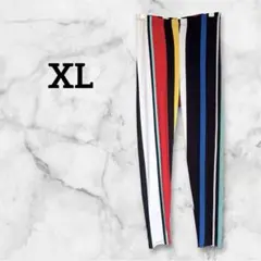 ストライプ 【XL】マルチカラー ボトムス レギンス リラックス ストレッチ