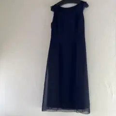 ネイビー ノースリーブ ひざ丈ワンピース