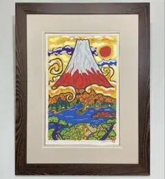 絵画・額縁・版画・志摩 欣哉・新品未使用・蒼穹朱不二雲遊・美術品・インテリア 絵画・額縁・版画・志摩欣哉・朱不二万華鏡・赤富士・美術品