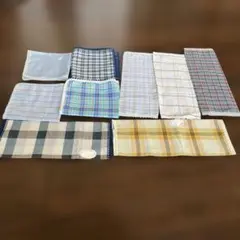 昭和レトロ　ハンドメイドハンカチ 10枚セット チェック柄 レース