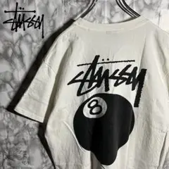 【大人気デザイン】ステューシー 8ボール バックプリント 半袖Tシャツ 白 L