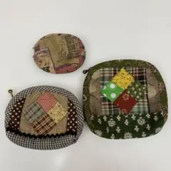 パッチワークポーチ　3点セット
