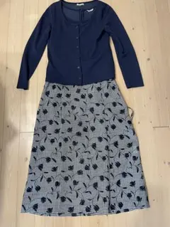 ネイビー フラワープリント セットアップ