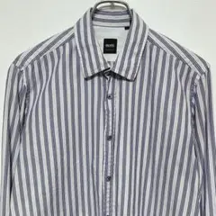 HUGO BOSS 長袖シャツ　ストライプシャツ　ロゴ　レギュラーフィット