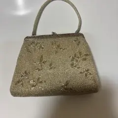 ゴールド 花柄刺繍 クラッチバッグ