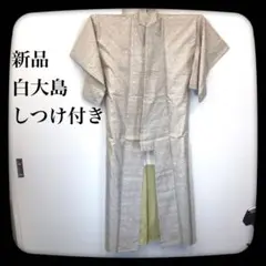 【新品】 白大島紬 しつけ付き 正絹 小紋 袷 着物 和装 お茶 茶道 お稽古