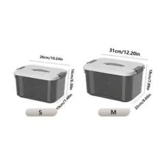 4 個 重ね置き透明プラスチック収納ボックス蓋とハンドル付き多用途で耐久的