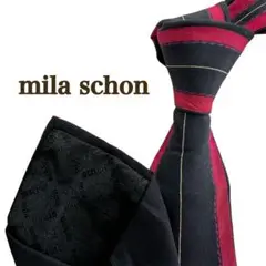 mila schon ミラショーン　ネイビーワインレッド　赤　縁ありネクタイ