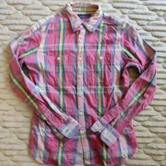 ラルフローレン　チェック柄　長袖シャツ　SHIRT　9サイズ　ピンク　古着