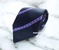 LANVIN ネクタイ フランス製ブランド ストライプ柄 シルク100%