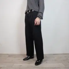 vintage ウール タックワイドパンツ ストレートスラックス /KW188