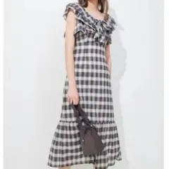 MERCURY DUO チェックラッフルティアードワンピース ロング M