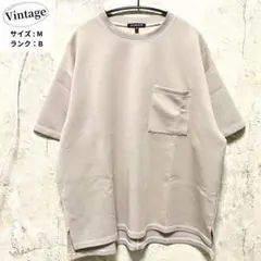 ヴィンテージ 古着 ポンチ素材ライトホワイトステッチブラウンロンT サイズM