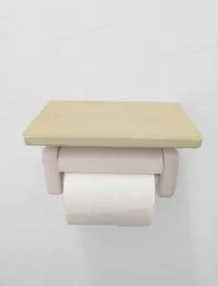 トイレットペーパーホルダーシェルフ　ウォールシェルフ　カラー　クリーム　棚