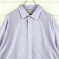 ブルックスブラザーズ　チェック柄ＢＤシャツ　スーピマコットン　パープル　２ＸＬ
