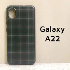 Galaxy A22 5G グリーン チェック カバー