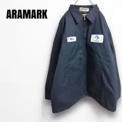 mt23425 アラマーク　ワークジャケット　ブルゾン　ワッペン　ビッグ　紺色