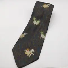 シルク製 花柄 馬刺繍 ネクタイ　古着　下北沢　高円寺