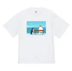 人気商品⭐️ハイクオリティー Tシャツ シロクマ ペンギン 海 ホワイト Mサイズ