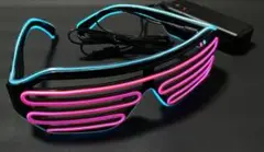 電池で光る パリピ メガネ LED 光る サングラス ピンク × ブルー