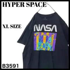 古着 NASA ナサ 宇宙飛行士 カラフルプリント Tシャツ 企業系 黒 XL