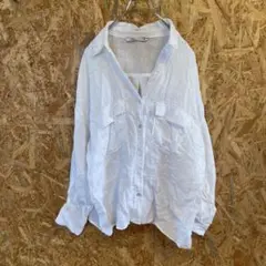 AE8572 ZARA ザラ 長袖シャツ ホワイト レディース 26 ポス