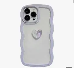 iPhone 14ケース　携帯ケース　韓国　パステルカラー　ウェーブ　ハート
