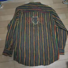 ペレペレ　ジャガードマルチカラーストライプシャツ　Ｌ　刺繍
