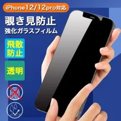 iPhone12/12Pro 画面フィルム 強化ガラス 覗き見防止 飛散防止