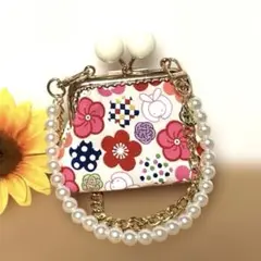 ハンドメイド　がま口ミニバッグ　うさぎ　ホワイト
