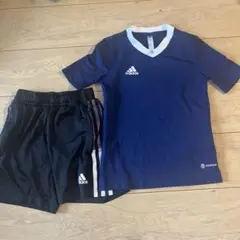 120 adidas ネイビー Vネック Tシャツ ショーツ セット
