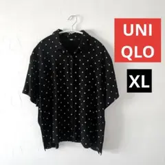 ユニクロ ドットレーヨンブラウス 黒 XL 大きめサイズ