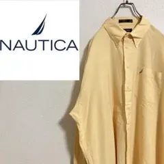 【ロゴ刺繍】NAUTICA ノーティカ　ボタンダウン　長袖シャツ　黄　XXL相当