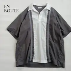EN ROUTE　アンルート　切り替え プルオーバー 半袖シャツ　ブラウン