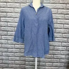 サムディフ SOMEDIFF メンズ ストライプ シャツ ブラウス 七分袖 M