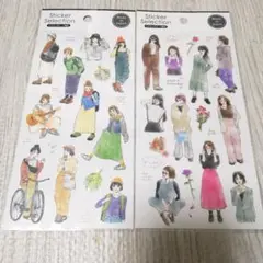 マスキング素材 女の子 イラスト シール 2枚セット 透けるシール 日本製