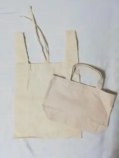 ベージュ コットン エコバッグ 2点セット