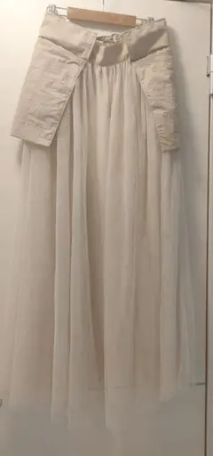 チュール ロング巻きスカート アイボリー