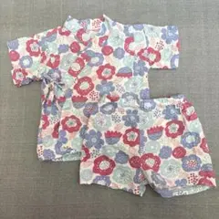 安心の日本製 花柄甚平 80cm 綿100%