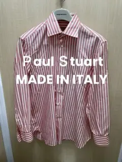 Paul Stuart ポールスチュアート赤系と白のストライプ 長袖シャツ